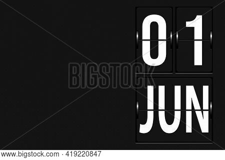 June 1st . Day 1 Of Month, Calendar Date. Calendar In The Form Of A Mechanical Scoreboard Tableau. S