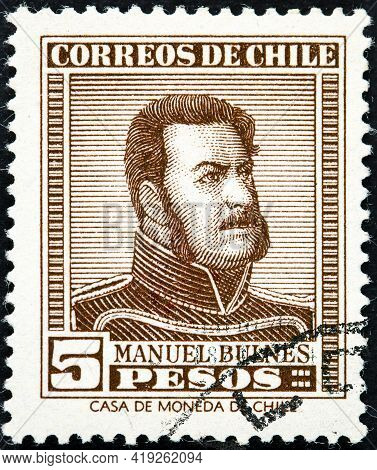 Chile - Circa 1956: A Stamp Printed In The Chile Shows Manuel Bulnes Prieto, 5th President Of Chile,