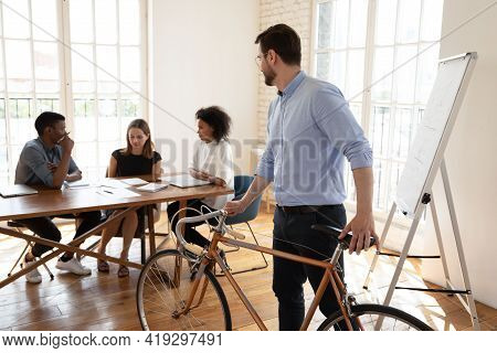 Creative Diverse Colleagues Enjoying Worktime In Modern Office.