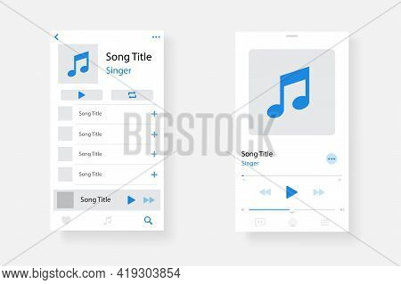 Audio Player Interface. Music Player App Interface. Social Media Screen Template Mobile Audio Player