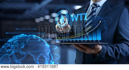Wti Crude Oil Trading Stock Market Exchange Financial Concept On Screen