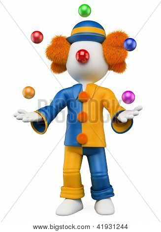 3D weiÃŸen Menschen. Clown Jongleur