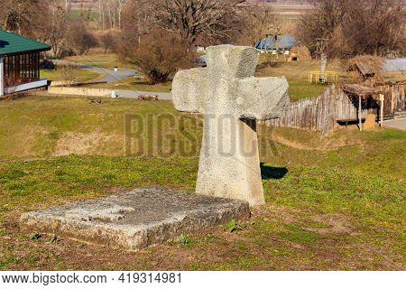 Ancient Gravestone Crosses (17th - 18th Century) At The Famous Historic St. Elijah Church In Subotiv