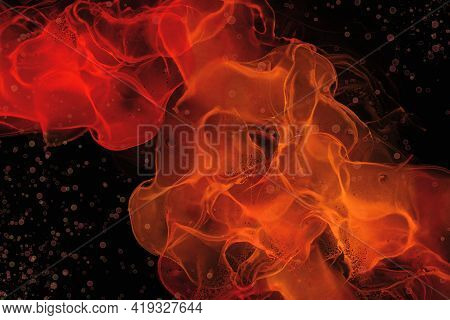 Abstract Fluid Art Painting Black Background Alcohol Ink Technique