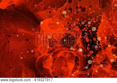 Abstract Fluid Art Painting Black Background Alcohol Ink Technique