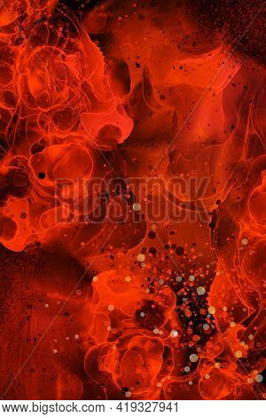 Abstract Fluid Art Painting Black Background Alcohol Ink Technique