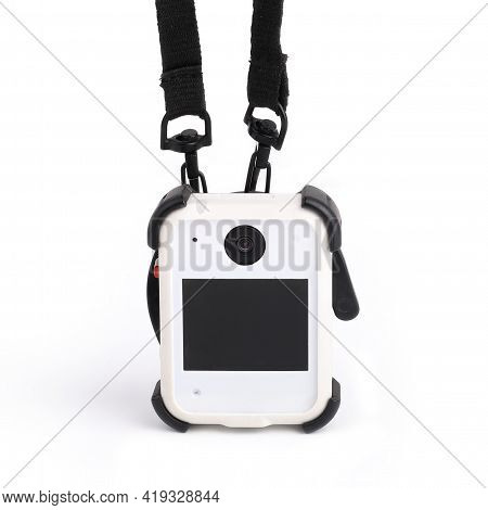 Black White Bodycam. Personal Wearable Video Recorder For Social Services, Portable Dvr, Body Camera