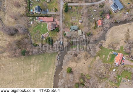 Espoo Area. Photo From A Drone. Finland. Scandinavia. Nature And City In Early Spring.