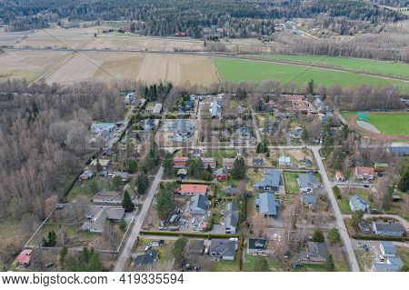 Espoo Area. Photo From A Drone. Finland. Scandinavia. Nature And City In Early Spring.