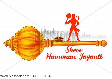 Lord Hanuman On Abstract Background For Hanuman Jayanti Festival Of India