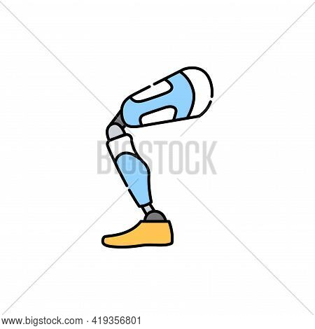 Bio Artificial Leg Color Line Icon. Disability. Isolated Vector Element.