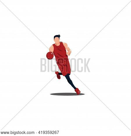 Man Smooth Dribbling The Ball On Basket Ball Game - Illustrations Of Basket Ball Player Smooth Dribb