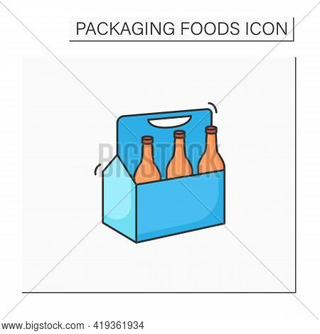 Beer Color Icon. Comfortable Box For Beer. Portion Control. Convenience In Distribution, Delivery.pa