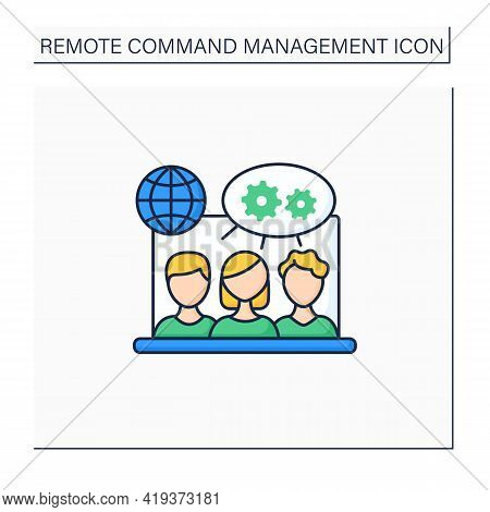 Projects Collaborating Color Icon. Common Thoughts, Plans. Non-toxic Workplace. Labor Division Betwe