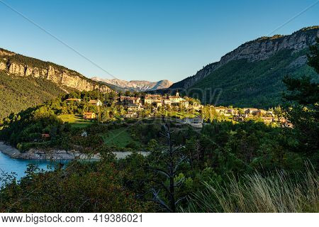 Scenic View Of Lac De Castillon Near Verdon River And Gorge, Saint-julien-du-verdon, Provence, Franc
