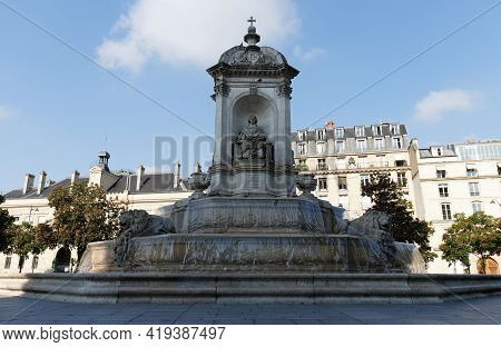 The Fountain Saint-sulpice Or Fountain Of The Four Bishops Built Between 1844 And 1848 Near Saint Su