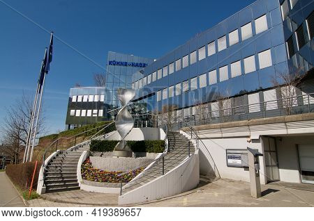 Schindellegi, Zurich, Switzerland - 28th March 2021 : Kuehne + Nagel International Headquarters Buil