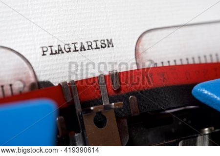 The word plagiarism written with a typewriter.