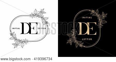 Illustration Of Floral Frame For De Initial Letter And Graphic Name, D And E Monogram, For Wedding C