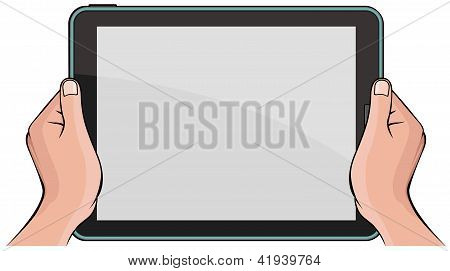 Ruce držící digitální počítače tablet pc