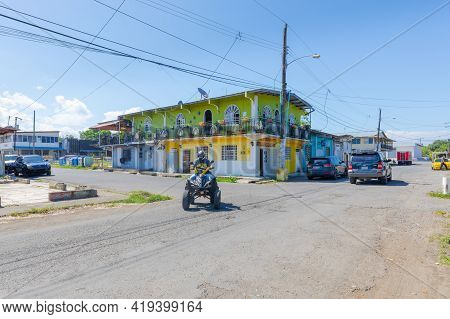 Panama Armuelles Port, April 27, Street Life In The Center Of Town In A Sunny Day. Shoot On April 27