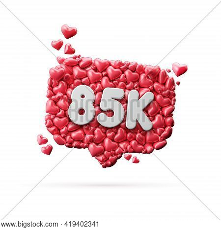 85 Thousand Social Media Influencer Subscribe Or Follow Banner. 3d Rendering