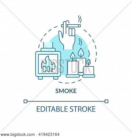 Smoke Concept Icon. Indoor Air Pollution Idea Thin Line Illustration. Releasing Toxic Air Pollutants