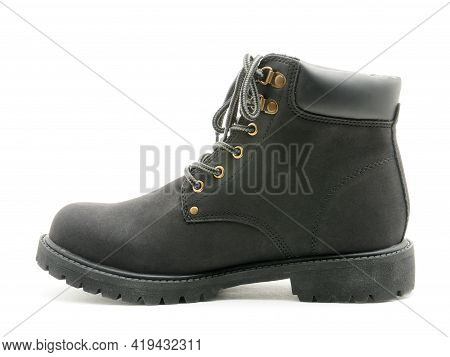 Suede Boots With Thick Soles On A White Background