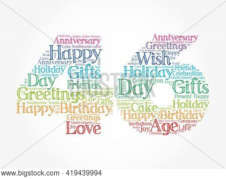 Happy 46th Birthday Word Cloud, Holiday Concept Background