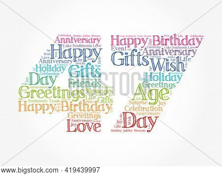 Happy 47th Birthday Word Cloud, Holiday Concept Background
