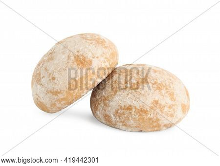 Tasty Homemade Gingerbread Cookies On White Background