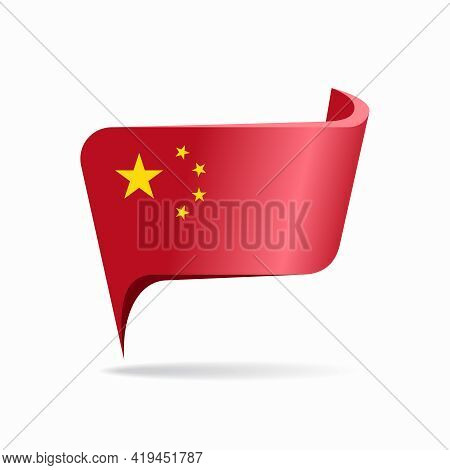 Chinese Flag Map Pointer Layout. Vector Illustration.
