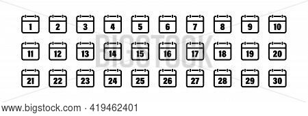 Day And Month Calendar. Calndar Icon Set. Isolated Calendar Icon Set. Date Icon. Schedule, Vector Il