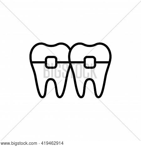 Braces Icon. Dentistry On White Background. Editable Stroke.