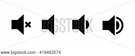 Volume Level Icon Set. Volume Set In Flat Style On White Background. Modern Sound Wave Equalizer. Ve