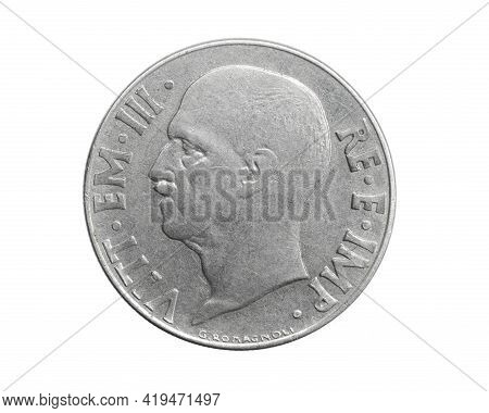 Italy Twenty Centesimi On A White Isolated Background
