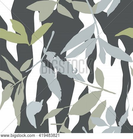 Abstract Seamless Pattern With Leaves. Vector File