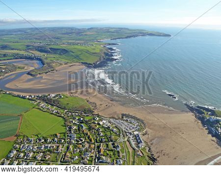 Aerial View Of The River Avon And Bigbury Beach In Devon