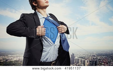 Young superhero businessman