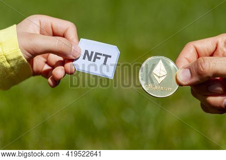 A Concept Image For Investing In Non Fungible Tokens (nfts) Through Ethereum Blockchain. These Are R