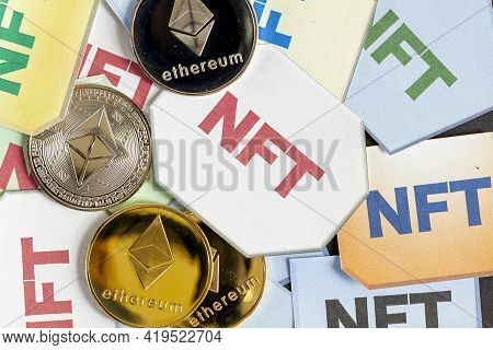 A Concept Image For Investing In Non Fungible Tokens (nfts) Through Ethereum Blockchain. These Are R