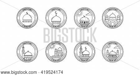 Set / Bundle Architecture Logo, Mosque Building Vector Illustration Design.