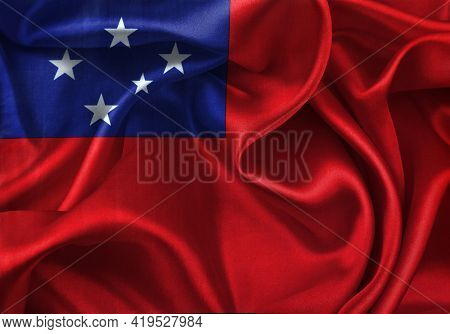 Close-up of silky Samoan flag