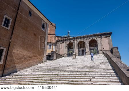 Beautiful View Of Rome In Italy. Ancient Historical Ruins, Famous Monuments, Alley's And Streets.