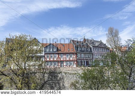 Old Historic Market Square In Frankfurt Hoechst. With Half Timbered Houses, Germany