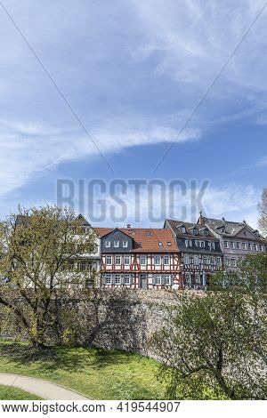 Old Historic Market Square In Frankfurt Hoechst. With Half Timbered Houses, Germany