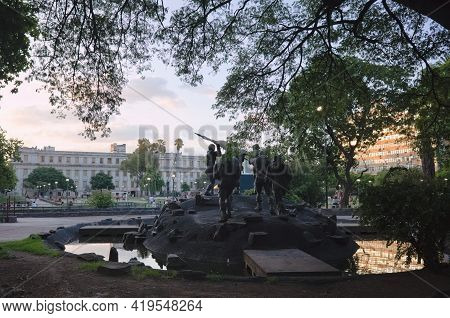 Cordoba, Argentina - January, 2020: Back View Of Malvinas Heroes Memorial - Monument To Heroes Of Wa