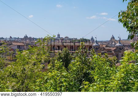 Beautiful View Of Rome In Italy. Ancient Historical Ruins, Famous Monuments, Alley's And Streets.