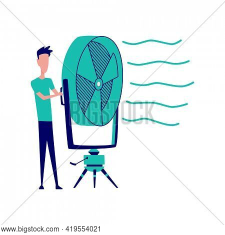 Special effects for superhero films. Scenery for movie shooting and production process. Movie making, cartoon characters in stages of film production shooting in studio