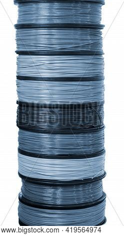 Filament Wire For 3d Printer Close-up. Reels Of Filament Wire For 3d Printer.